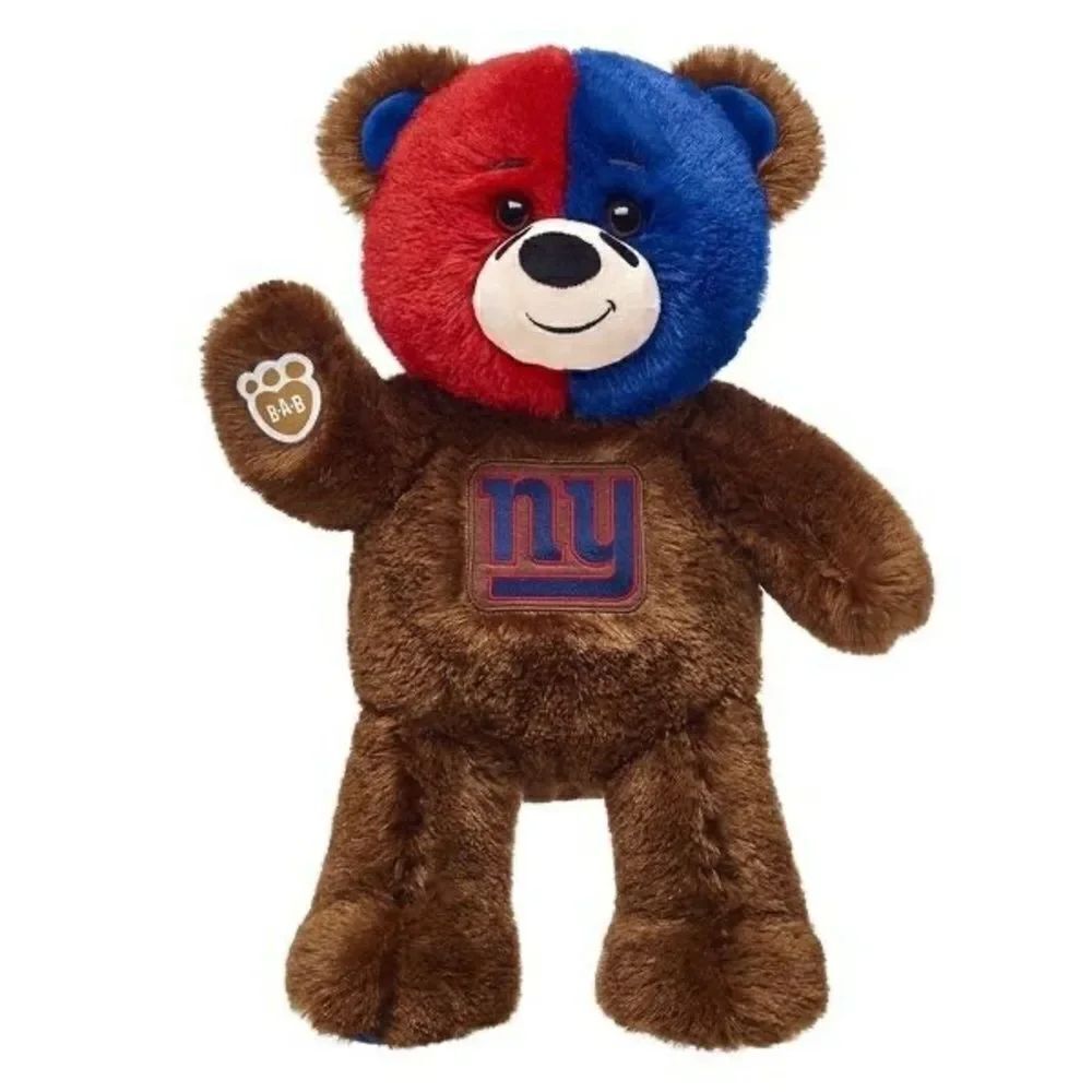 NWT Build A Bear NFL New York Giants Plush Bear Brown Red Blue